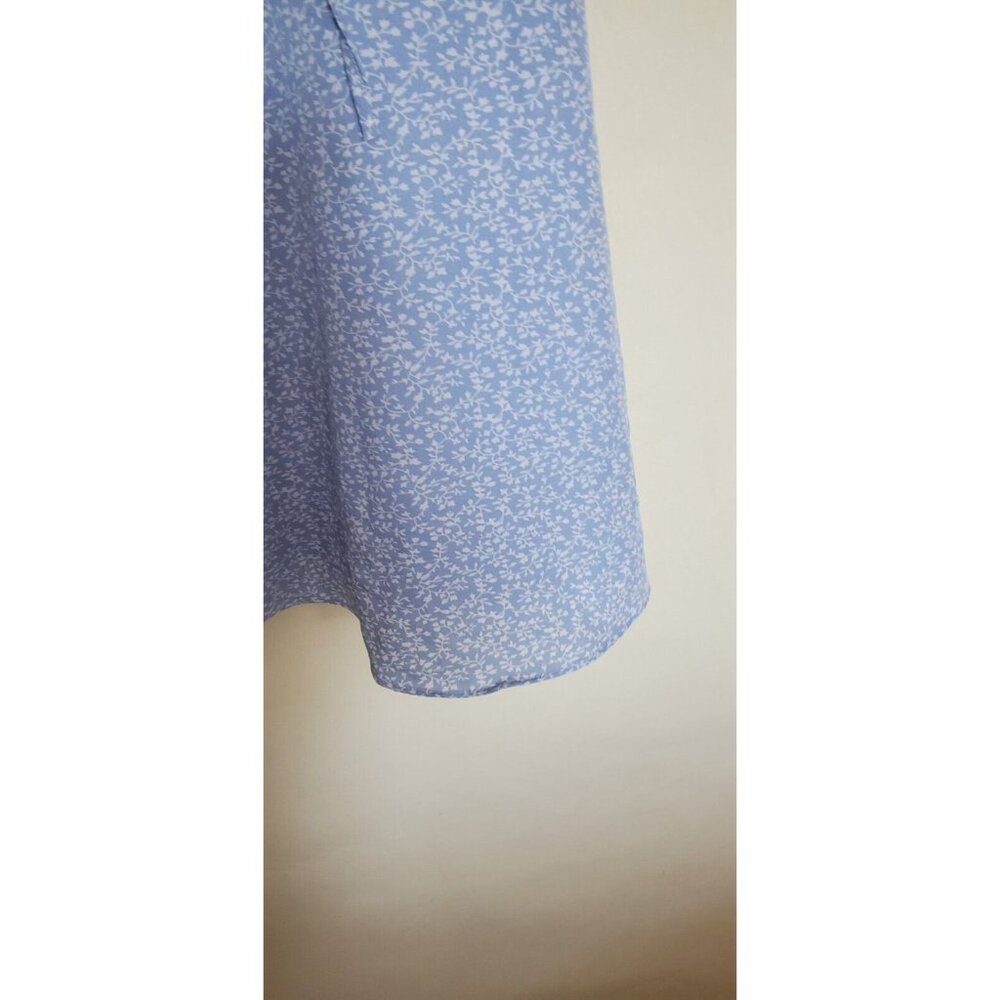 Blue Floral Dress Size S Back Zip Cottage Core Puffed Short Sleeve Off Shoulders - Picture 14 of 16